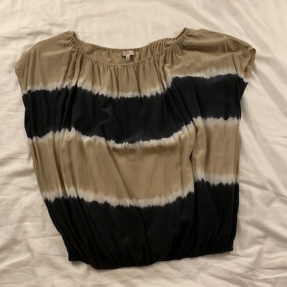Joie Black and Tan Tie Dye Off Shoulder Blouse - Picture 4 of 7
